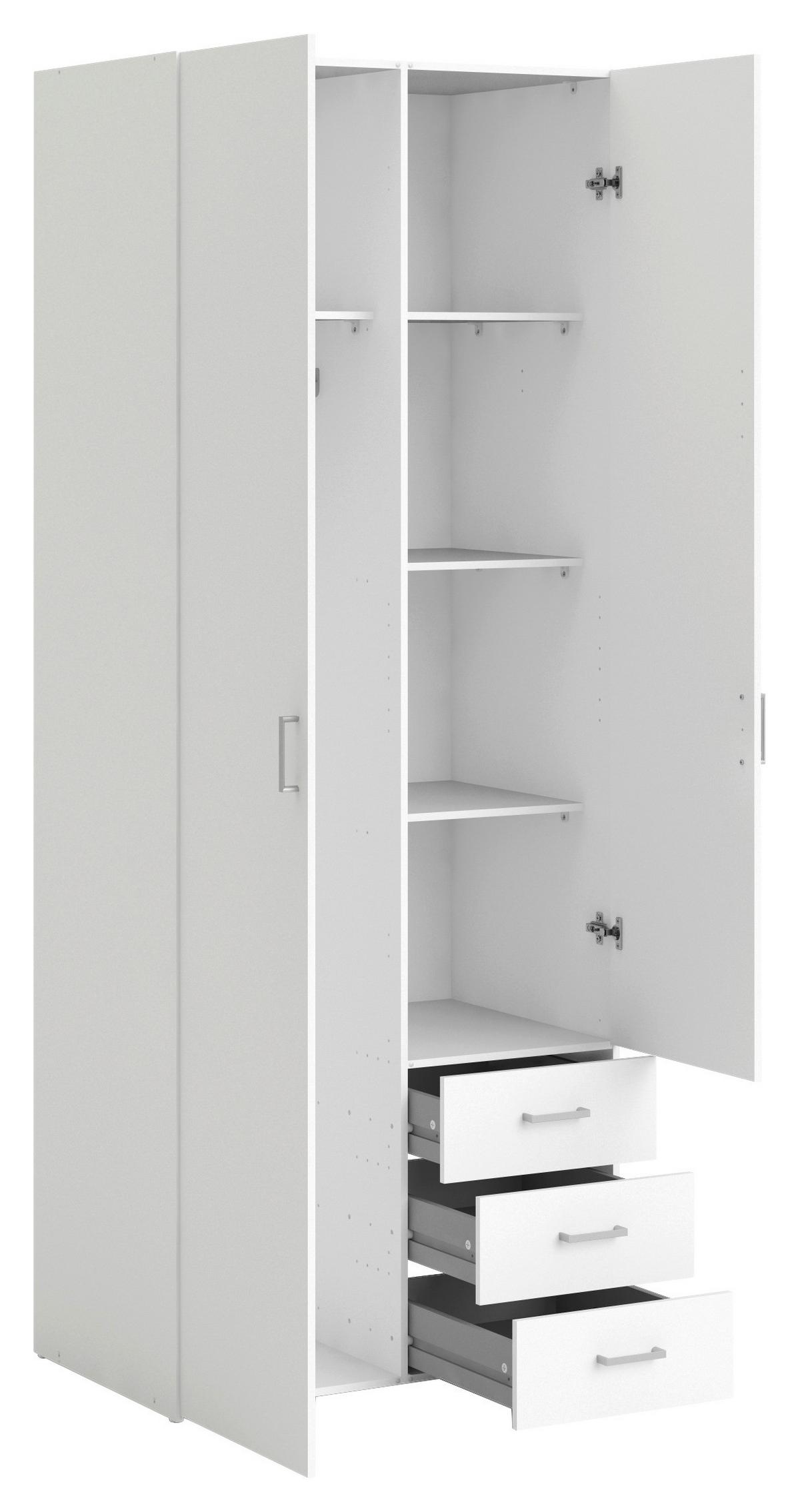 Kleiderschrank Space, Weiß, B: 77,6 Cm - Weiß, Basics, Holzwerkstoff (77,6/200,4/49,5cm) - MID.YOU