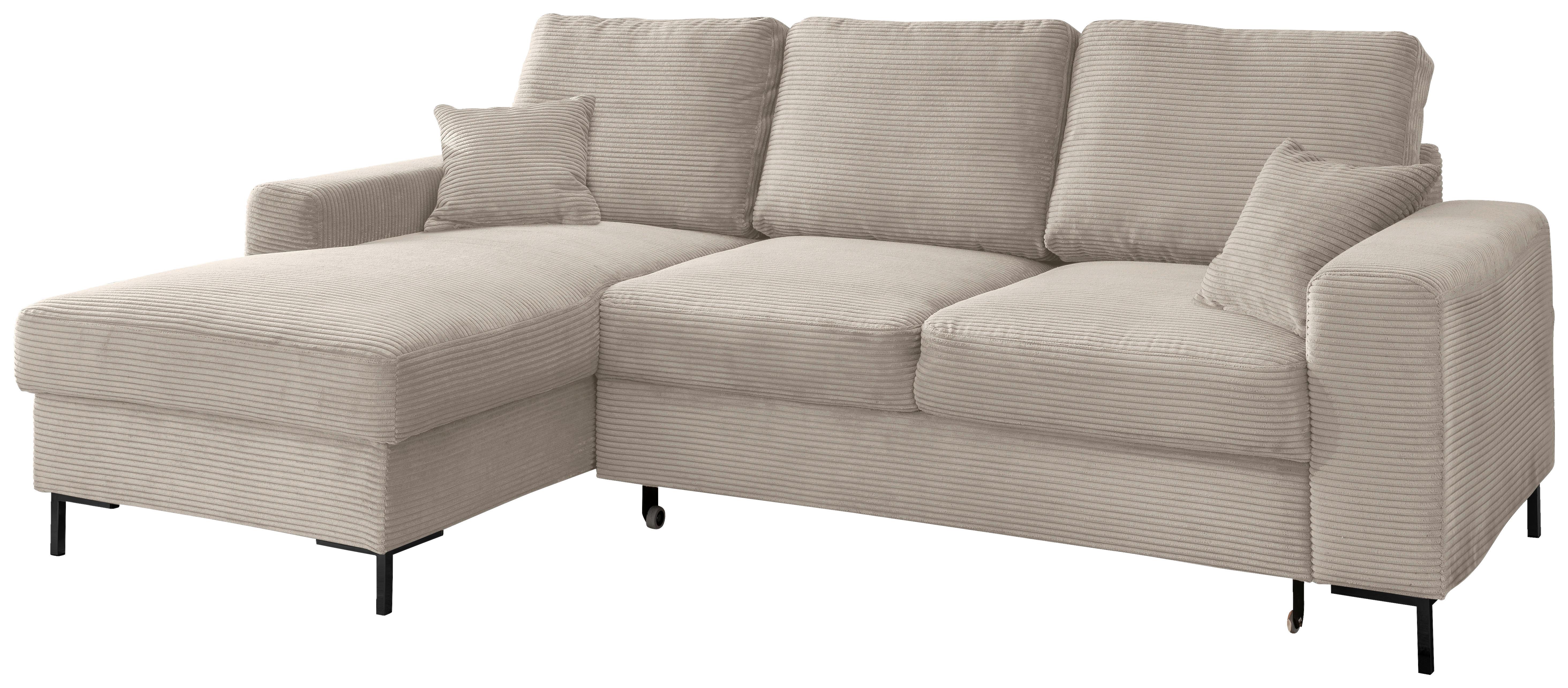 Eckschlafsofa Zona, Beige S: 143x237 Cm - Beige/Schwarz, KONVENTIONELL, Textil (143/237cm) - Livetastic