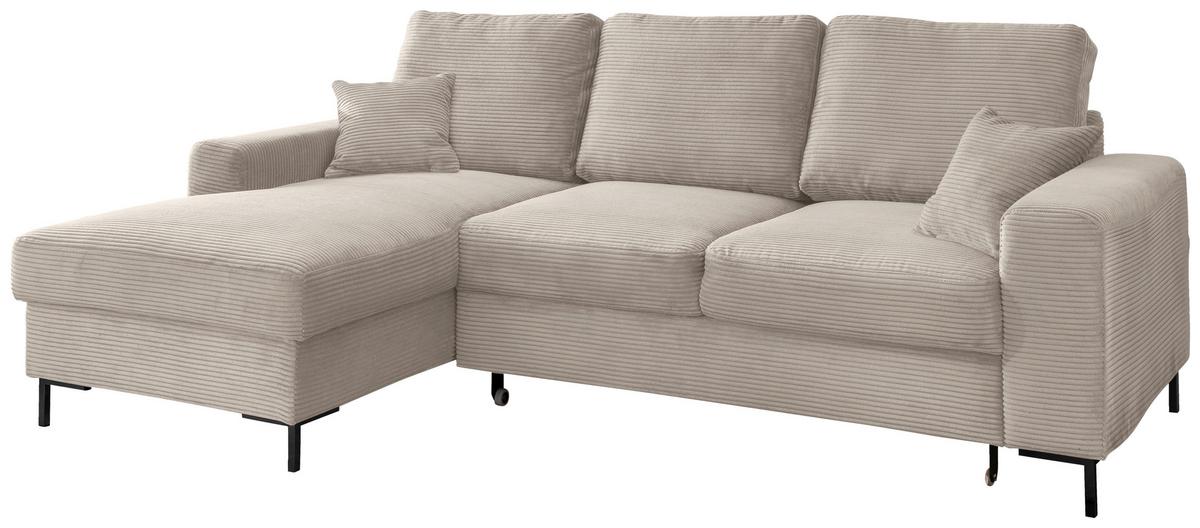 Eckschlafsofa Zona, Beige S: 143x237 Cm - Beige/Schwarz, KONVENTIONELL, Textil (143/237cm) - Livetastic