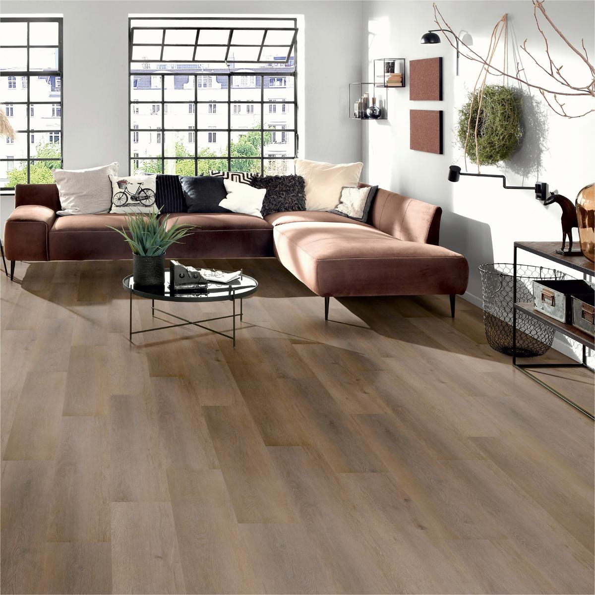 Designboden Eichefarben/Grau /Cappuccino Landhausdiele Stärke 4,8mm - Eichefarben/Eiche grau, Basics, Kunststoff (122/23/0.48cm)