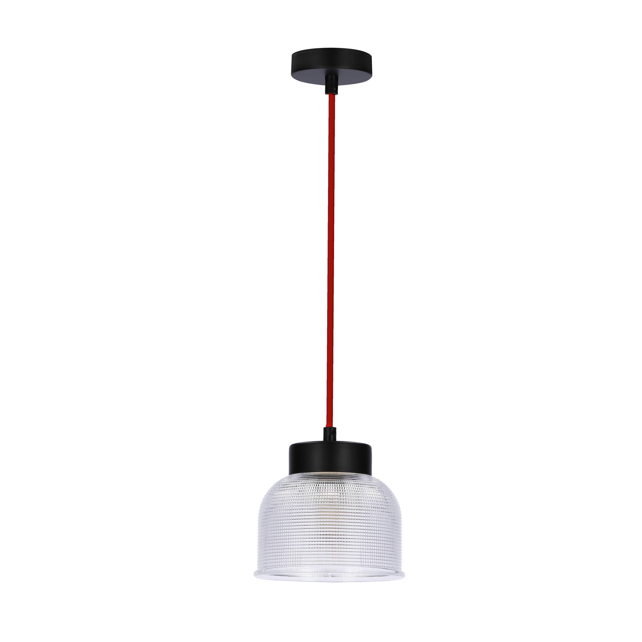 PENDELLEUCHTE 50121087 LIVERPOOL - Transparent/Rot, Trend, Glas/Metall (14.5/14.5/90cm)