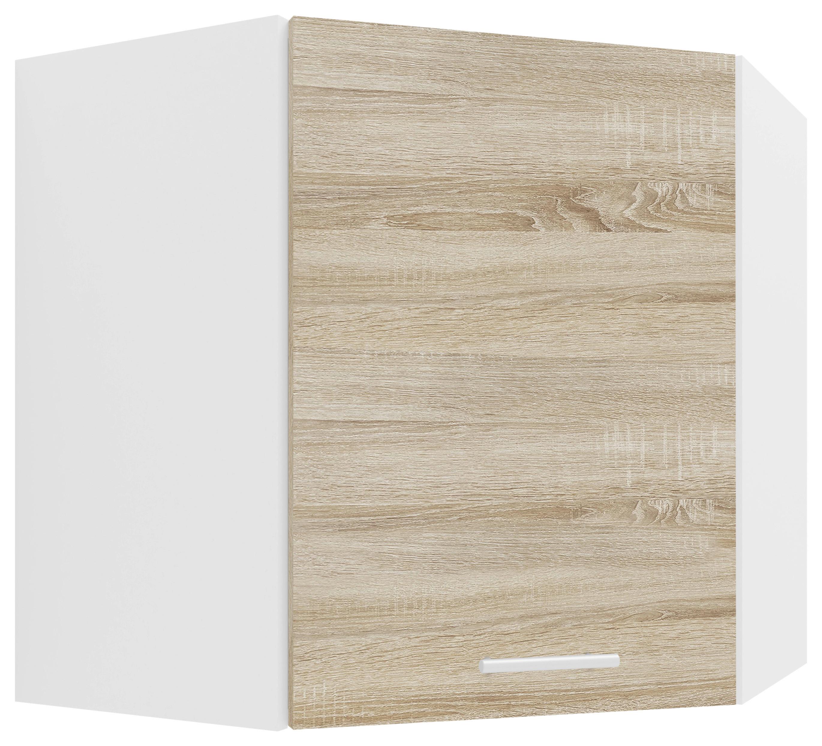 Eckoberschrank Esilo B: 57 cm Weiß/Eiche Dekor - Weiß/Sonoma Eiche, KONVENTIONELL, Holzwerkstoff (57/60/57cm) - MID.YOU