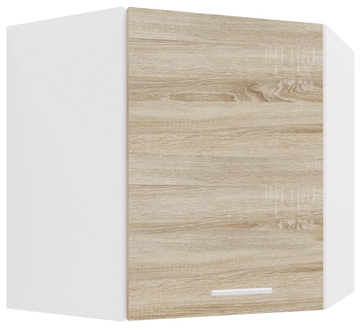 Eckoberschrank Esilo B: 57 cm Weiß/Eiche Dekor - Weiß/Sonoma Eiche, KONVENTIONELL, Holzwerkstoff (57/60/57cm) - MID.YOU