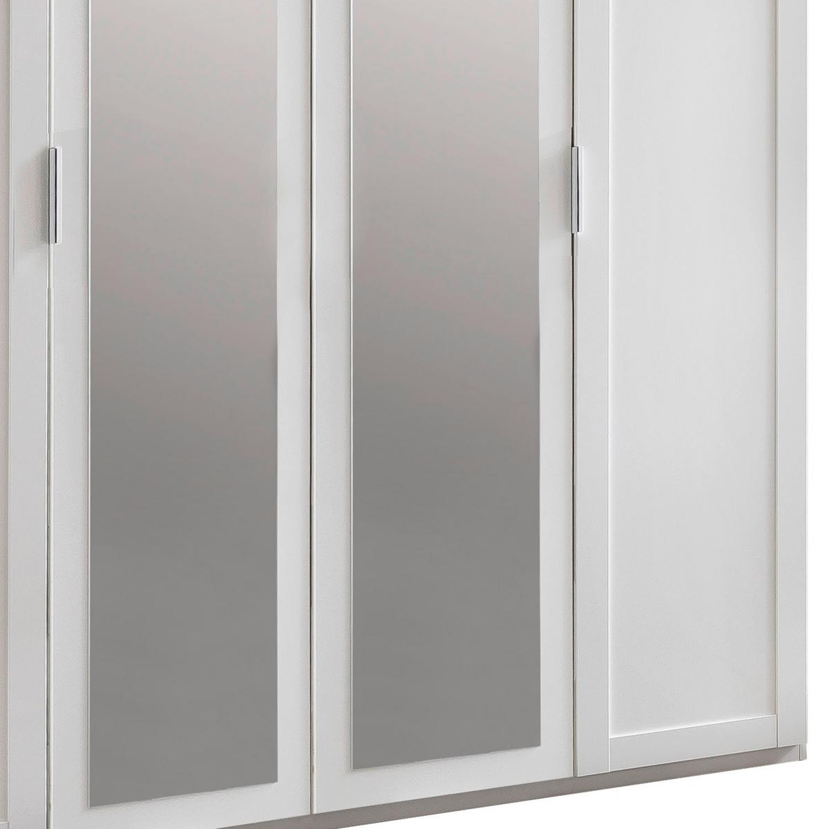 Drehtürenschrank Mit Spiegel 180cm Nadja, Weiß Dekor - Weiß, KONVENTIONELL, Glas/Holzwerkstoff (180/210/58cm) - MID.YOU