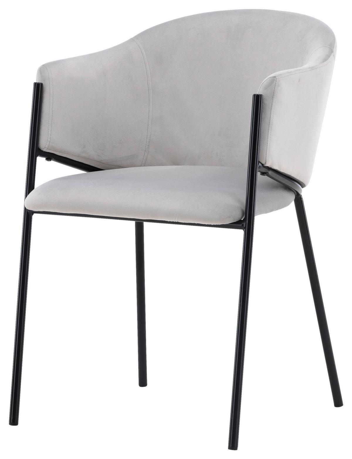 Stuhl-Set Evelina - Hellgrau/Schwarz, Design, Textil/Metall (54/80/62cm) - Livetastic