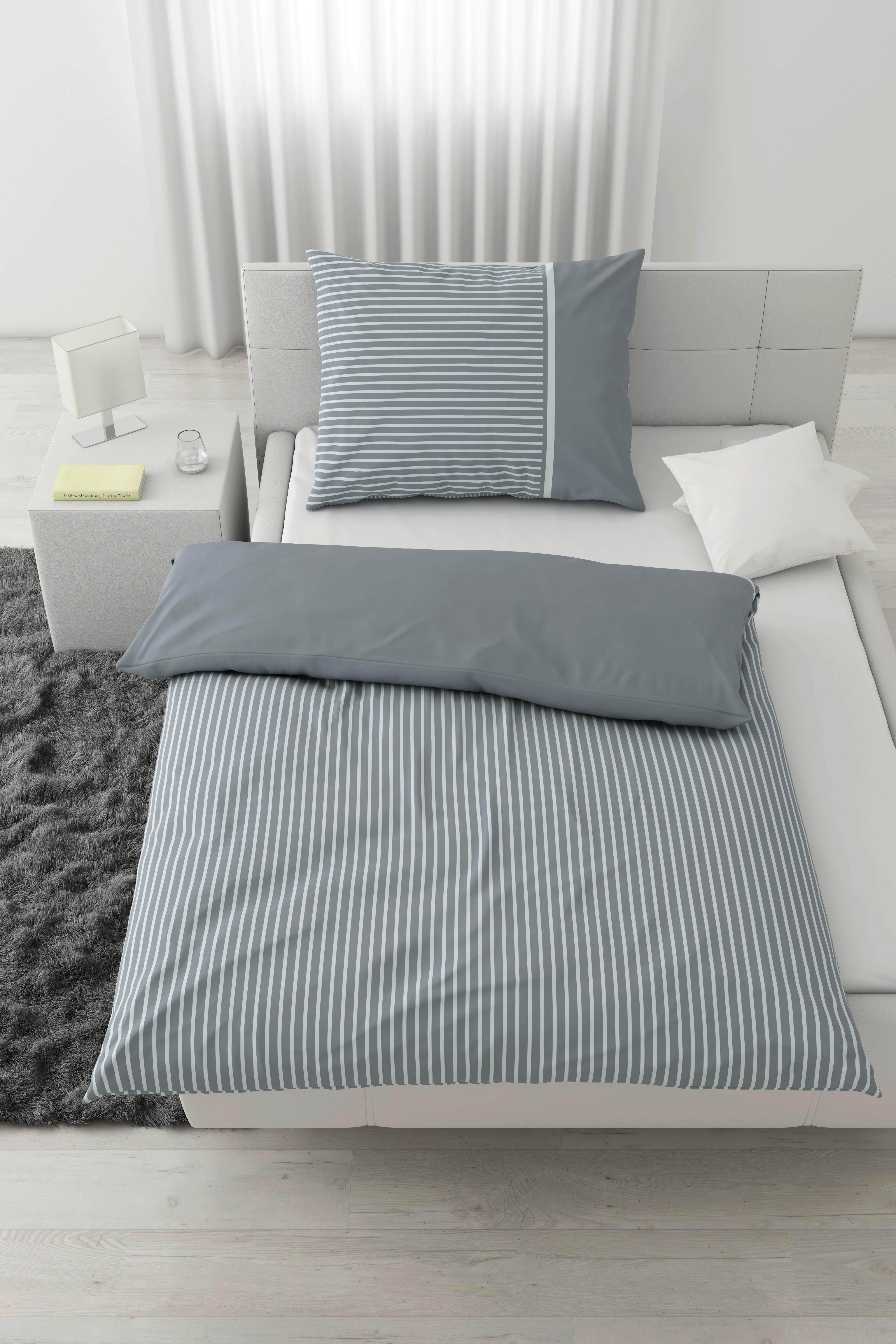 POSTEĽNÁ BIELIZEŇ Johannes, 70X90/140X200 cm - sivomodrá, Konventionell, textil (140/200cm) - Mömax