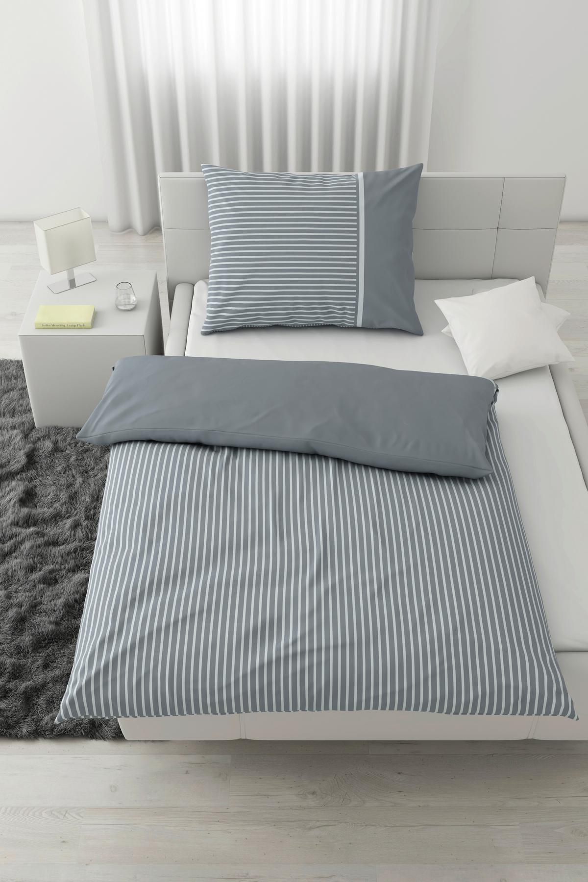POVLEČENÍ Johannes, 70X90/140X200 cm - šedomodrá, Konvenční, textil (140/200cm) - Mömax