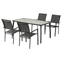 Gartenset Milano - Graphitfarben/Grau, MODERN, Textil/Metall - Gardenson