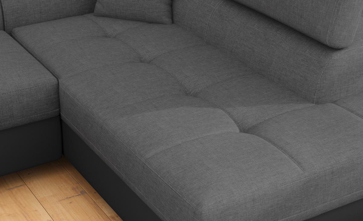 Ecksofa Anton Grau/Schwarz S:203x272cm - Chromfarben/Schwarz, Design, Textil (203/272cm) - MID.YOU