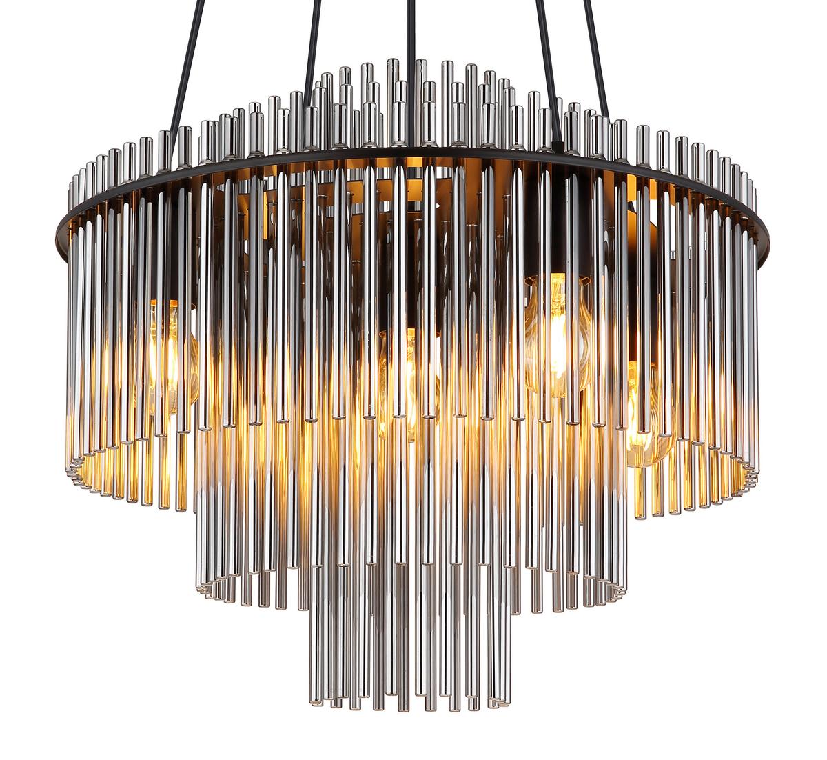 Hängeleuchte 15698h1 Gorley - Schwarz/Grau, Basics, Glas/Kunststoff (50/120cm) - Globo
