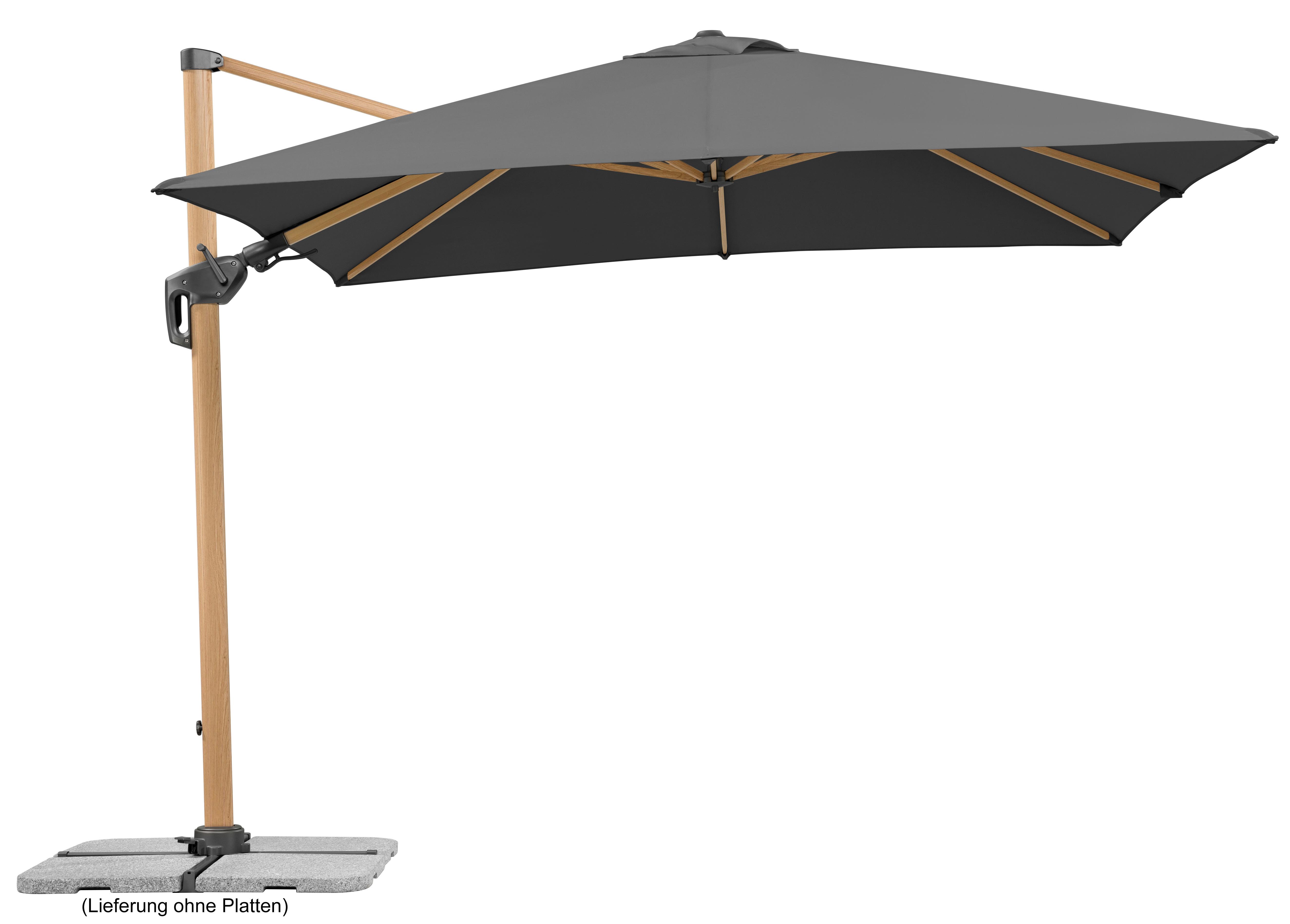 Ampelschirm Rhodos Twist W BxHxT: 358x263x300 cm Anthrazit - Eichefarben/Anthrazit, Basics, Textil/Metall (358/263/300cm) - Schneider