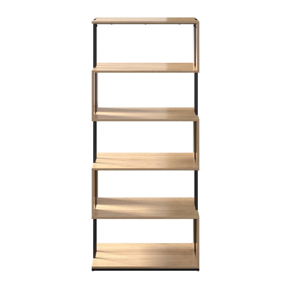REGÁL FINN - černá/barvy dubu, Moderní, kov/kompozitní dřevo (80/185/35cm) - Bessagi Home
