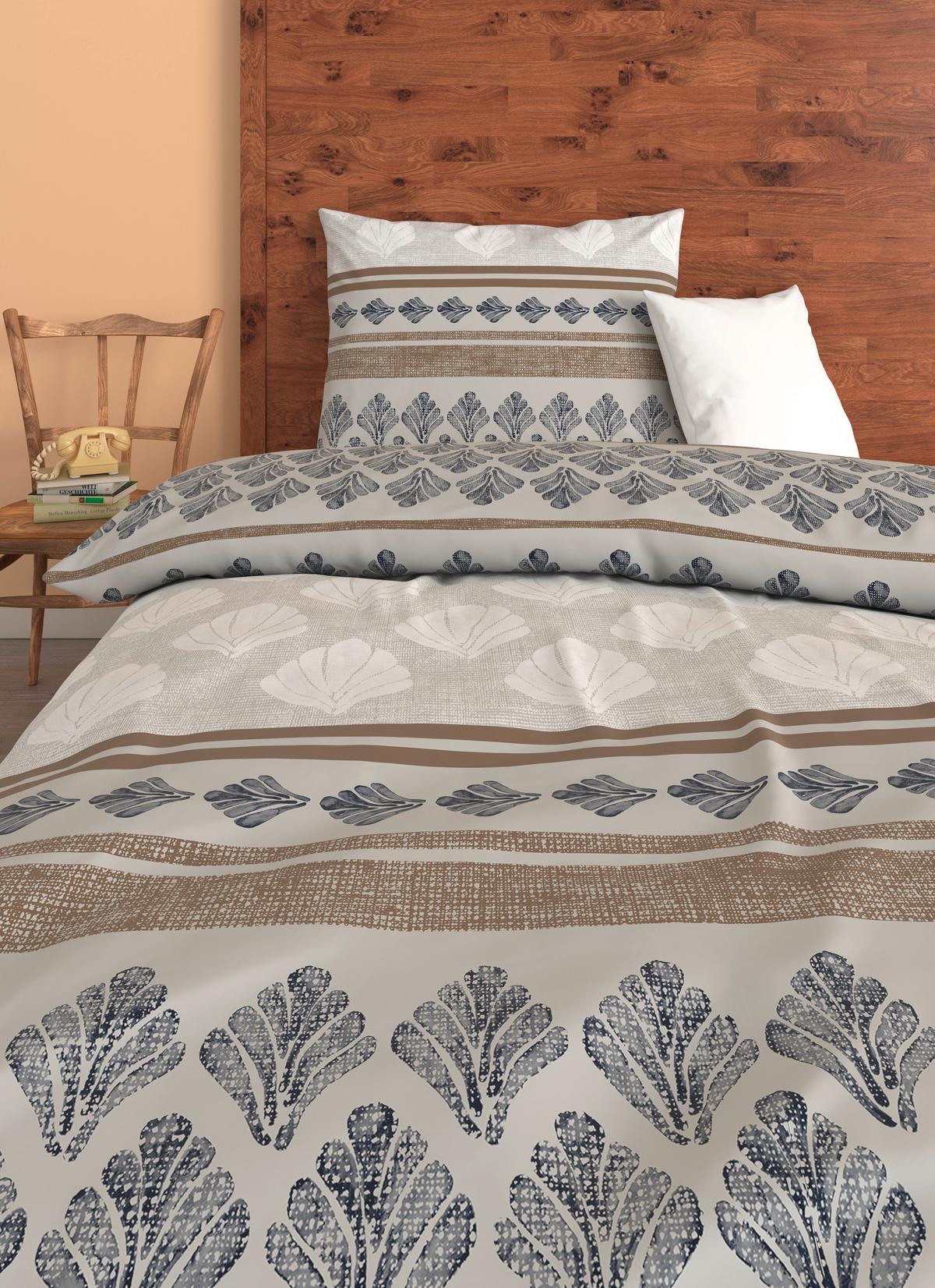 Bettwäsche Hemma - Braun/Grau, ROMANTIK / LANDHAUS, Textil - James Wood