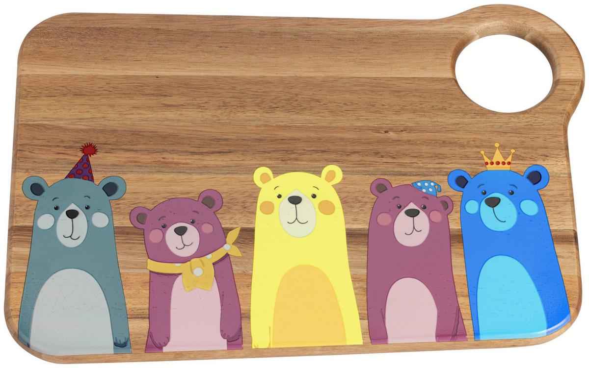 KINDERSCHNEIDEBRETTCHEN HOLLY - Grau Hochglanz/Gelb, KONVENTIONELL, Holz (35/23,5/1,5cm) - BUNINO