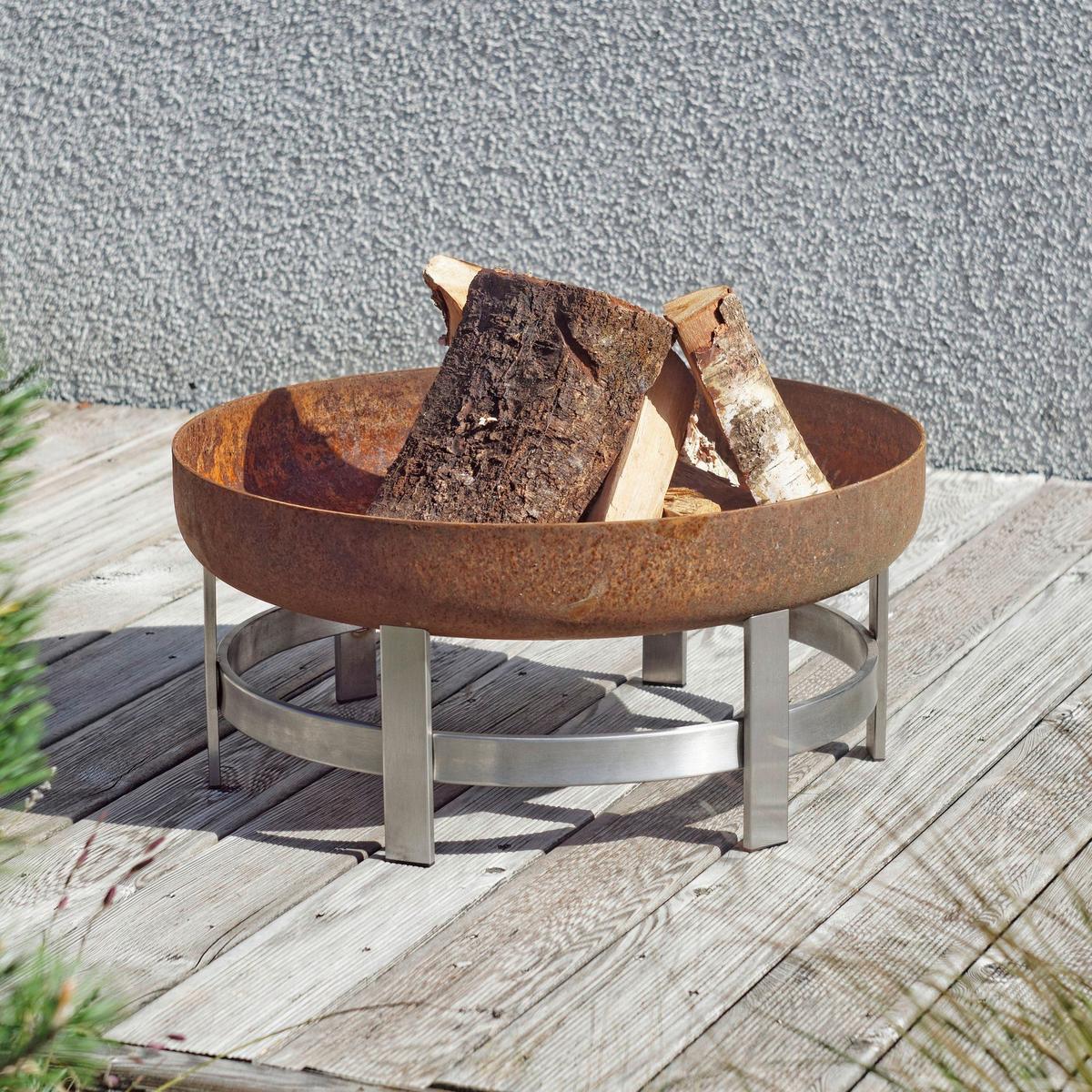 Feuerschale Flame XXL - Edelstahlfarben/Rostfarben, Basics, Metall (63/63/28cm)