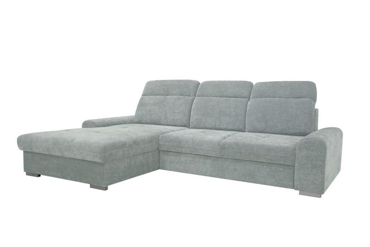 Rohová sedačka MALAGA, ľavá, strieborná ženilka - chrómová/strieborná, Konventionell, kov/drevo (203/286cm) - Ondega