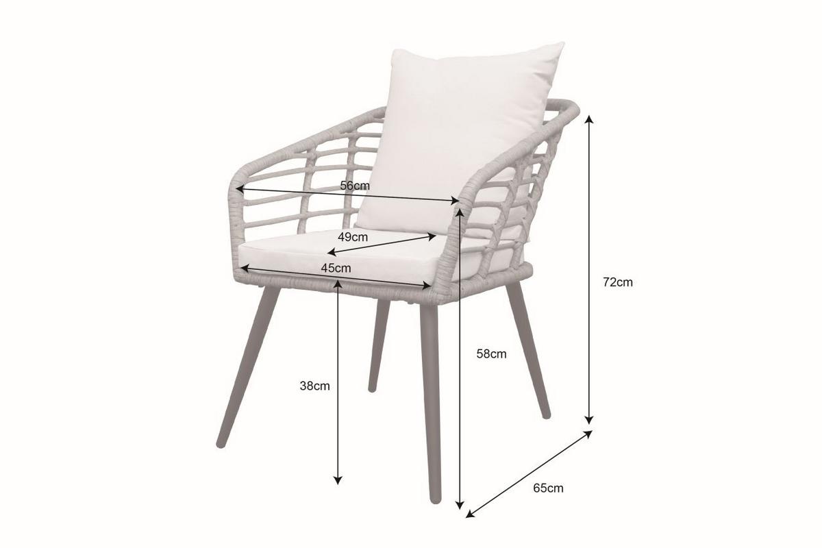 Balkonmöbel Set Sun Metall/ Kunststoff mit Kissen - Beige/Schwarz, MODERN, Glas/Kunststoff (56/72/66cm) - Beldano