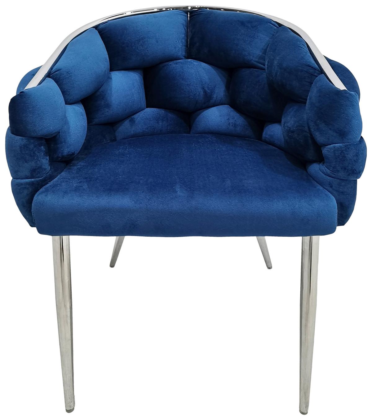 Armlehnstuhl-Set Grace 125 - Blau/Silberfarben, MODERN, Textil/Metall (65/79/61cm) - Kayoom