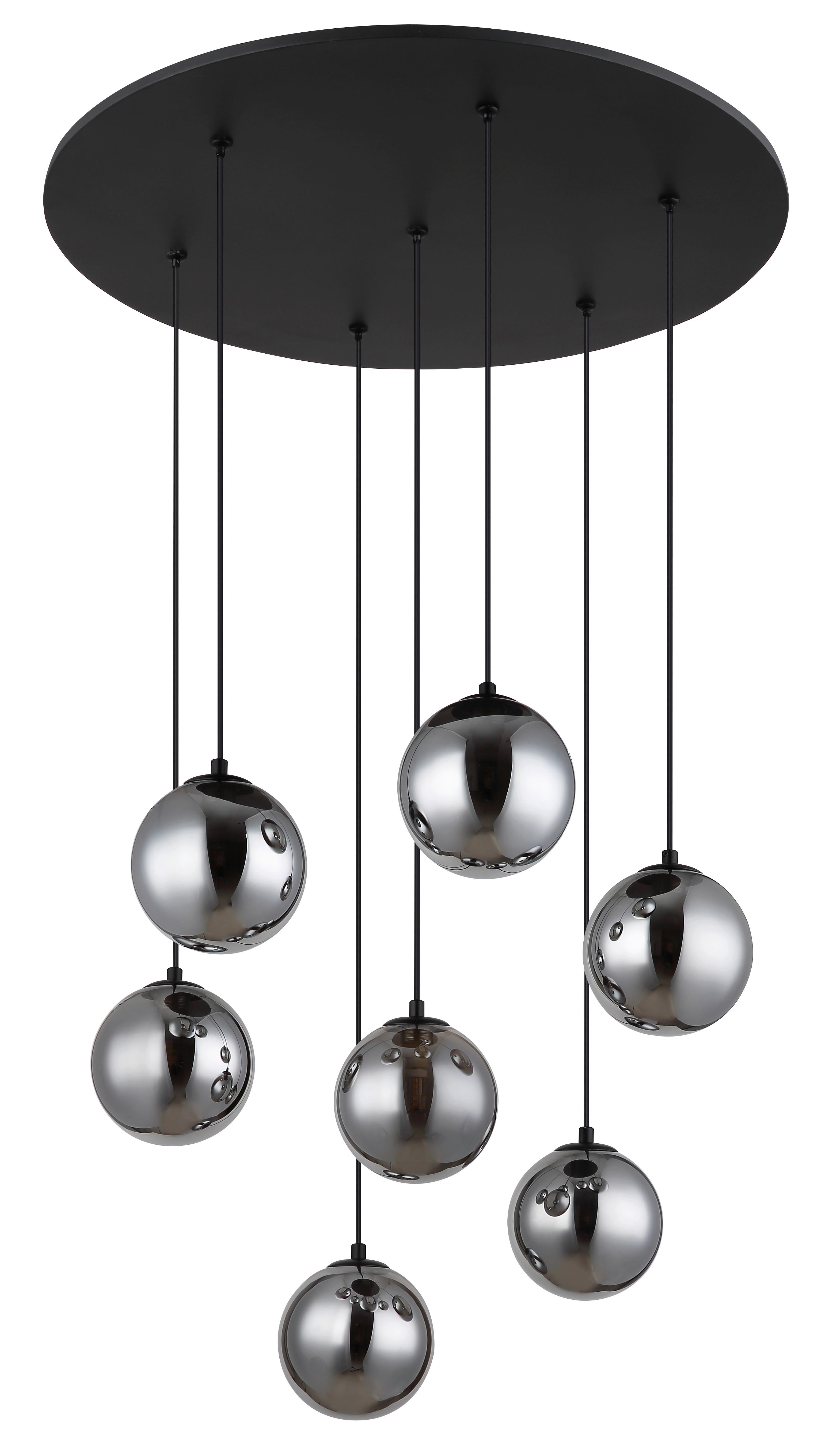 Led-hängeleuchte Riha Grau Schwarz D: 55 Cm - Schwarz/Grau, Design, Glas/Kunststoff (55/120cm) - Globo