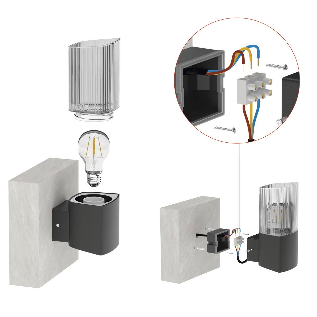 VONKAJŠIE LED SVIETIDLO LANA - antracitová, Modern, kov/plast