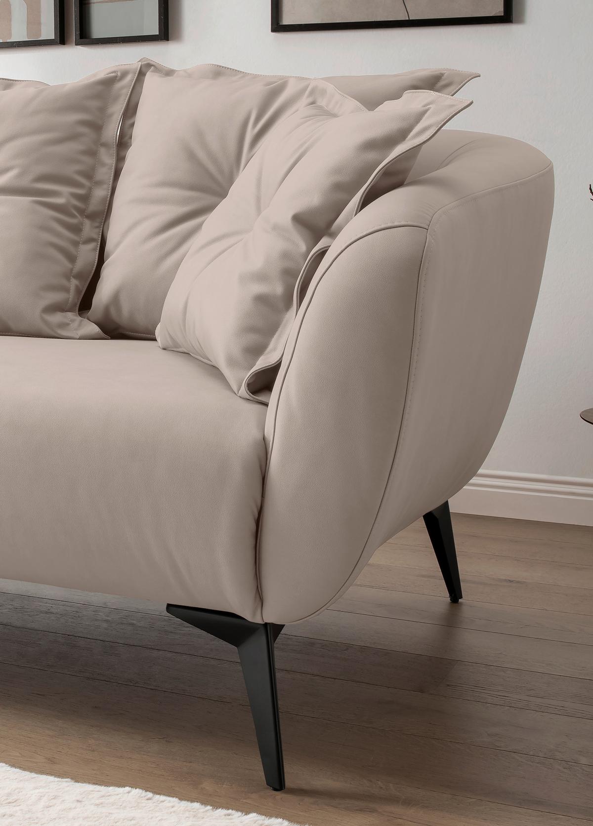 2,5-Sitzer Baggio Beige B: 196 cm - Beige/Schwarz, MODERN, Textil (196/94/103cm) - Livetastic