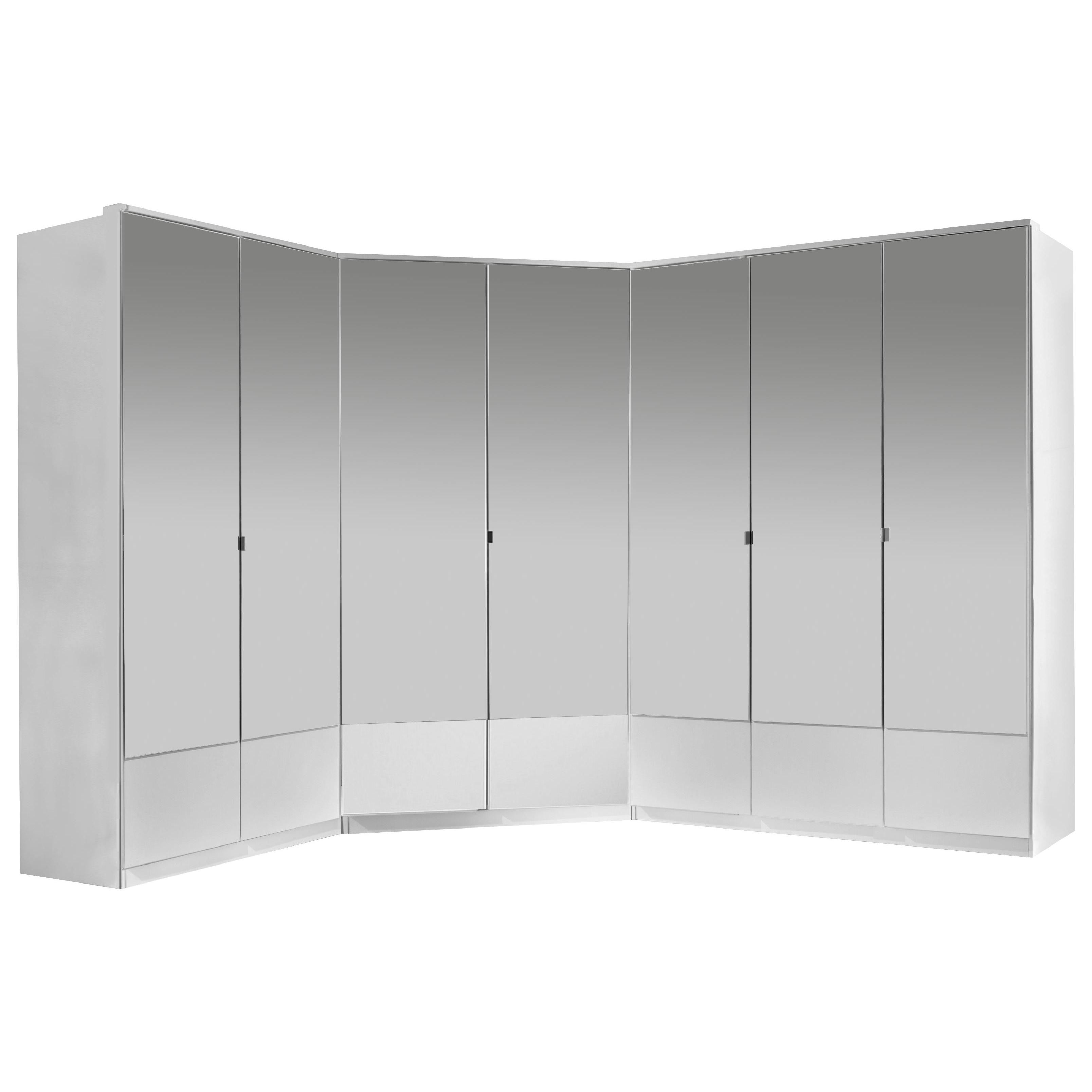 Weißer Eckschrank mit 2 Spiegeltüren
