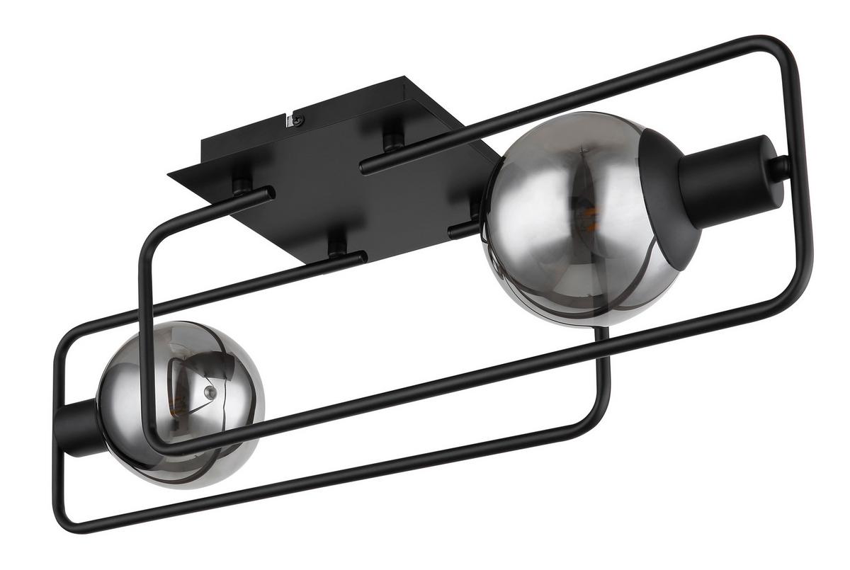Deckenleuchte L: 61 Cm 2-Flammig Mit Rauchglas - Schwarz, Design, Glas/Metall (61/23/19cm) - Globo