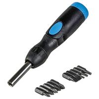 Schraubendreher-Set 11-Tlg. mit Bitgarage, Universalhalter - Blau/Silberfarben, KONVENTIONELL, Kunststoff/Metall