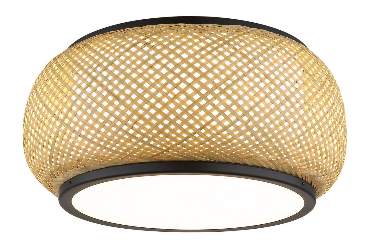 LED-Deckenleuchte 3000/4000/6000k - Schwarz/Naturfarben, Design, Holz/Kunststoff (38/19,2cm) - Globo