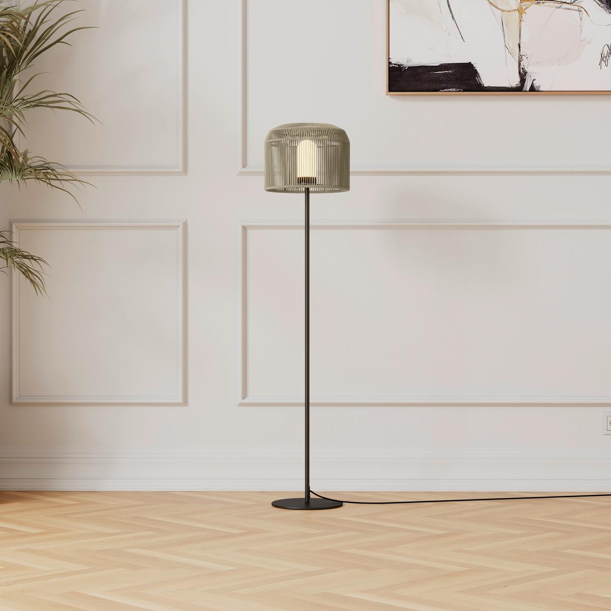 STOJACIA LAMPA IVO - čierna/béžová, Modern, kov/plast (35/158/35cm) - Bessagi Garden