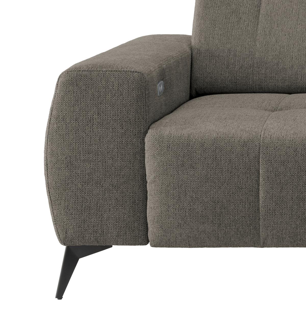 Ecksofa mit USB Anschluss Sano, Graubraun,s: 258x180 cm - Graubraun/Schwarz, MODERN, Textil (258/180cm) - Livetastic