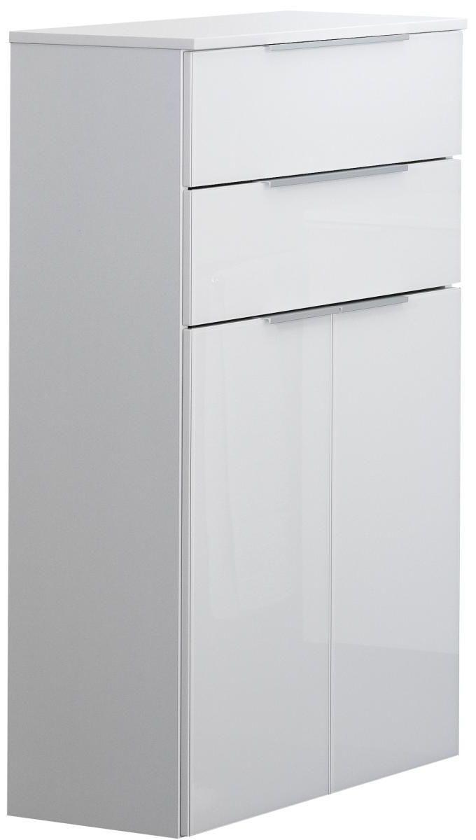 Midischrank Mit Soft-Close Kara White B: 61cm, Weiß - Weiß, MODERN, Glas/Holzwerkstoff (61/106,5/32cm) - MID.YOU