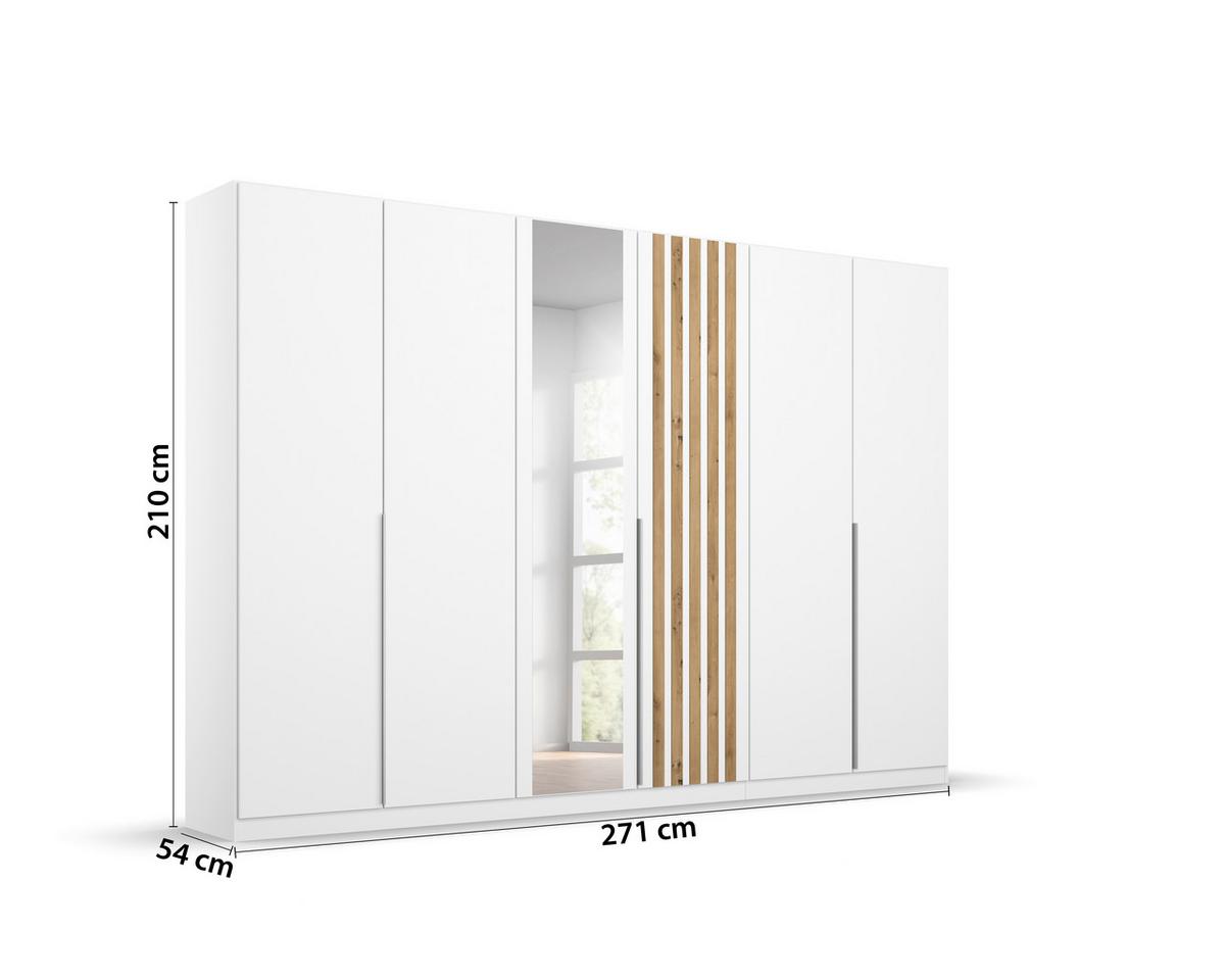 Drehtürenschrank 271 Cm Lamella Weiß/eiche Dekor - Weiß/Eiche Artisan, MODERN, Holzwerkstoff (271/210/54cm) - Rauch Möbel