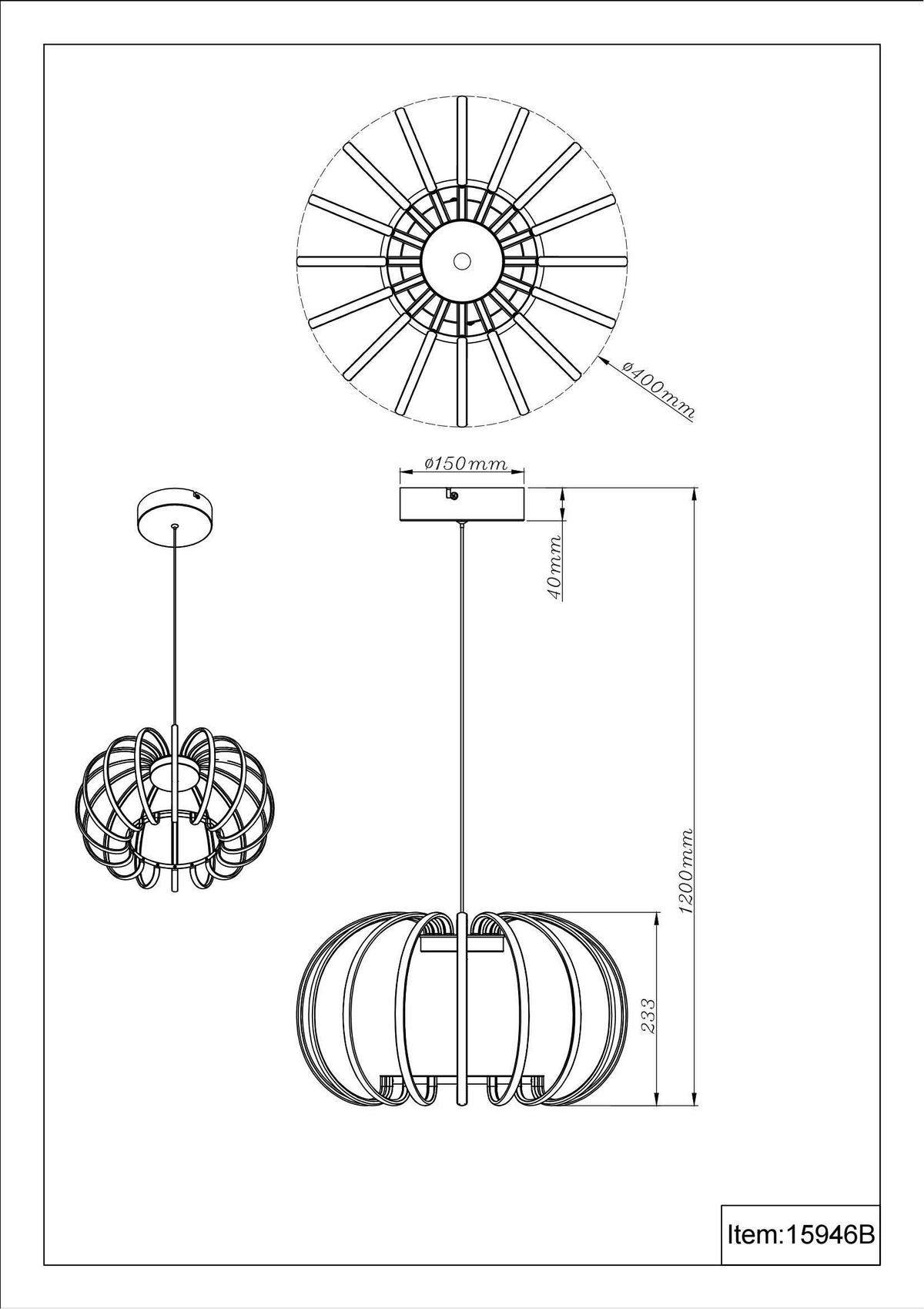 ZÁVĚSNÉ LED SVÍTIDLO RIBBON - bílá/černá, Design, kov/plast (40/120cm) - Globo