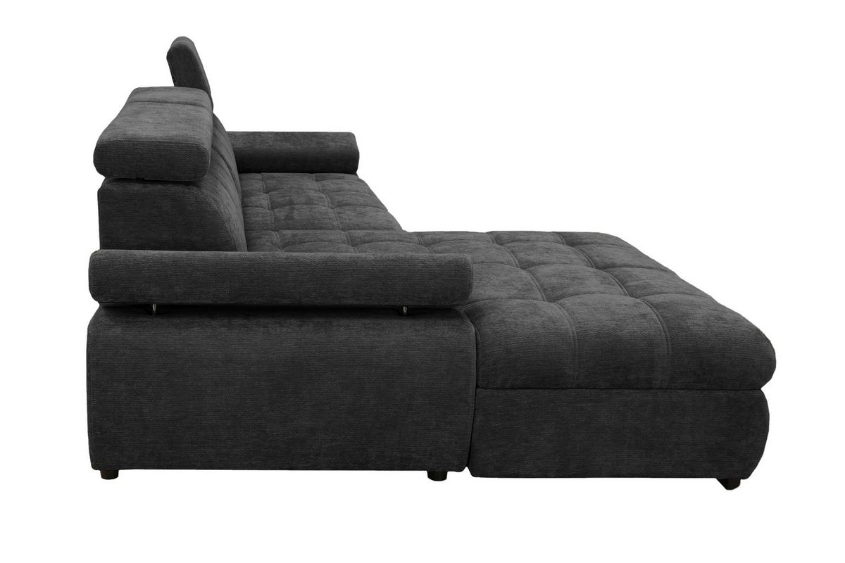 Rohová sedačka VEGAS, levá, černá žinylka - černá, Design, dřevo/textil (173/294cm)