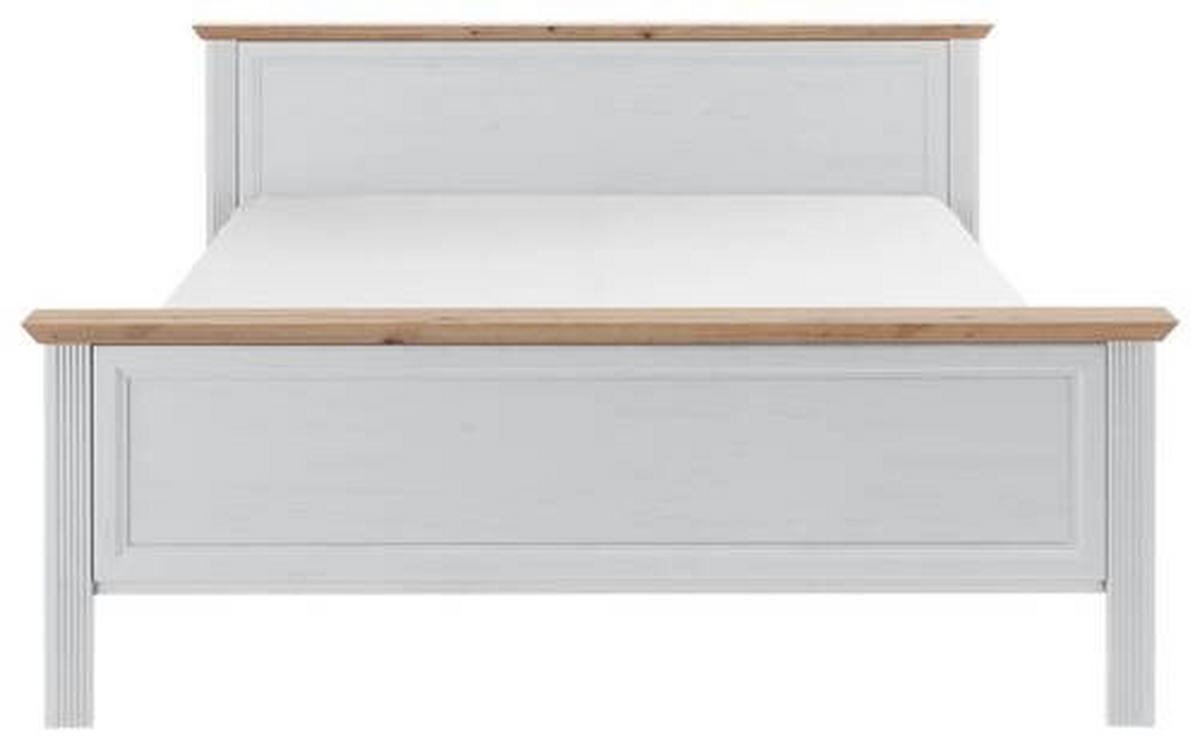Doppelbett Landhaus-stil 180x200 Jasmin Ii Weiß/eiche - Schwarz/Weiß, LIFESTYLE, Holzwerkstoff (180/200cm)