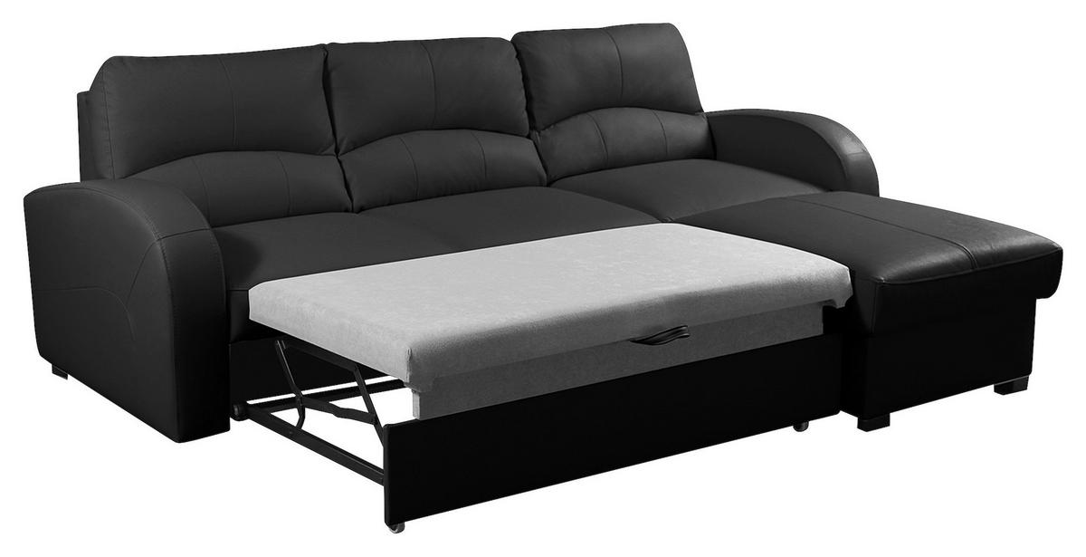 Ecksofa Tilo Schwarz S: 227 cm - Schwarz, Design, Leder/Textil (227/168cm) - Livetastic