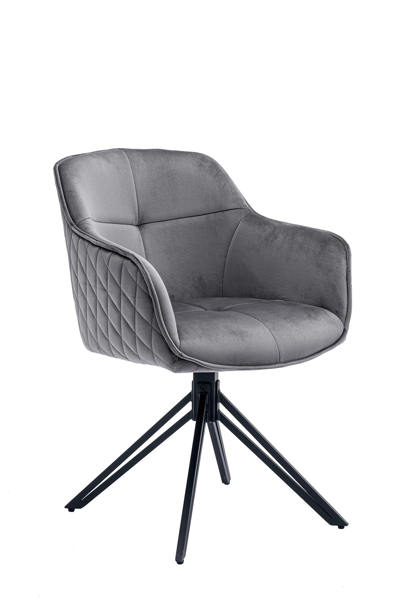 Armlehnstuhl Grau B: 59 Cm - Schwarz/Grau, MODERN, Textil/Metall (59/83/60cm) - Livetastic