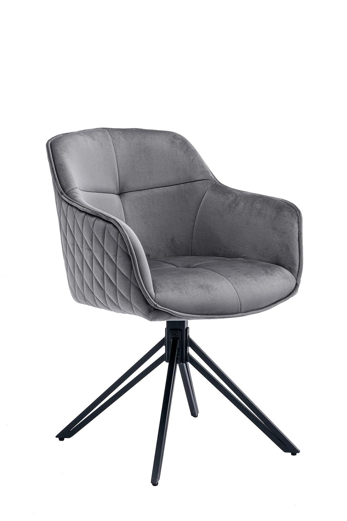 Armlehnstuhl Grau B: 59 Cm - Schwarz/Grau, MODERN, Textil/Metall (59/83/60cm) - Livetastic