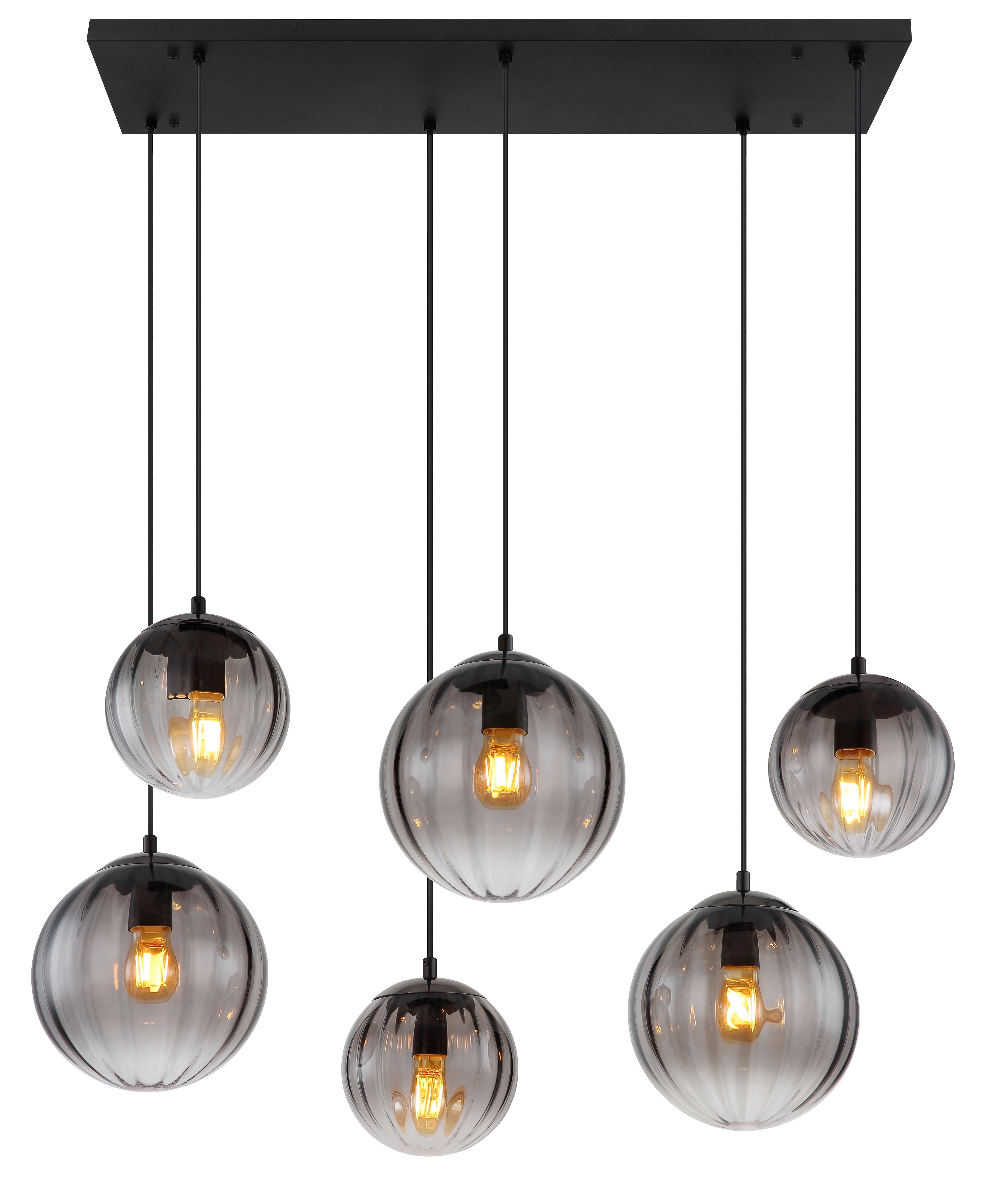 Függőlámpa 15216-6 - fekete/átlátszó, Design, műanyag/Üveg (93/41/120cm) - Globo