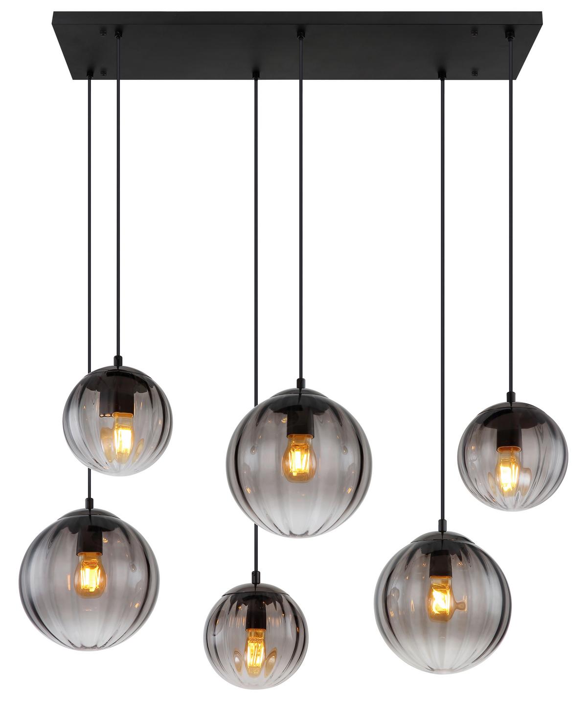 Függőlámpa 15216-6 - fekete/átlátszó, Design, műanyag/Üveg (93/41/120cm) - Globo