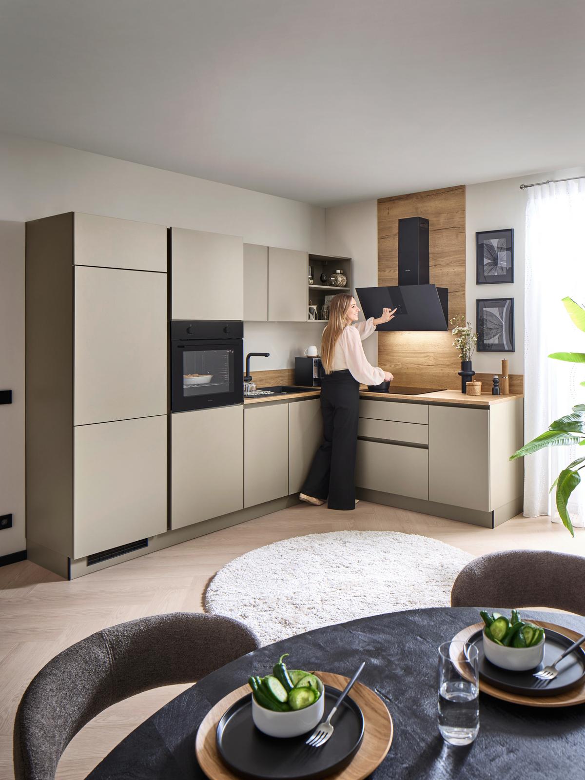 Eckküche Win - Eichefarben/Creme, MODERN, Holzwerkstoff (278,2/205,2cm) - Express-Kuechen