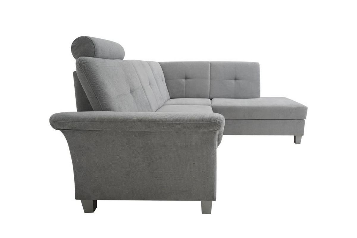 Rohová sedačka PORTLAND, pravá, stříbrná - barvy stříbra/světle šedá, Konvenční, dřevo/textil (245/196cm)