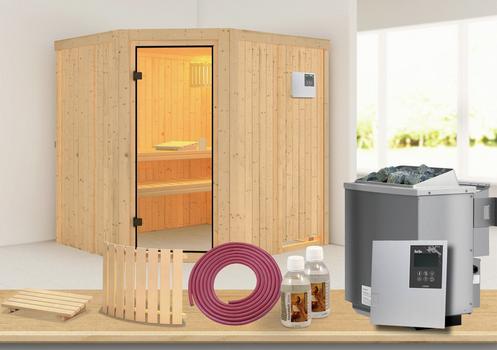 59900012 - Sauna TOULON ECKEINSTIEG 77418 Sauna mit Ofen und Zubehör