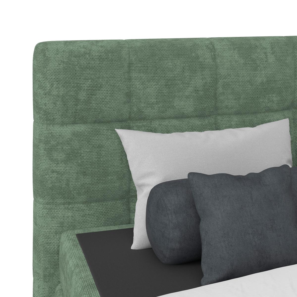 Čalúnená posteľ VEGA 160x200 cm, mätovozelená - čierna/zelená, Trend, drevo/textil (160/200cm)