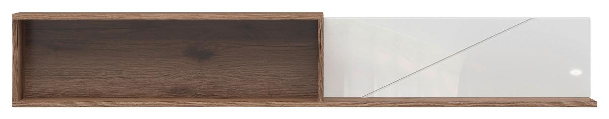 Wandboard Forn Shelf - Eichefarben/Weiß Hochglanz, Design, Holzwerkstoff (156/25/22cm)