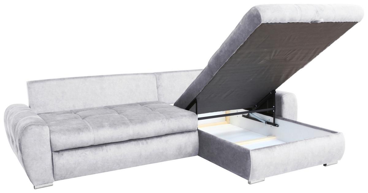 Rohová sedačka SOLAR, oboustranná, šedý samet - šedá/bílá, Moderní, kov/dřevo (277/175cm)