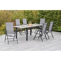 GARTENSET AMALFI - Graphitfarben/Grau, MODERN, Textil/Metall - Gardenson