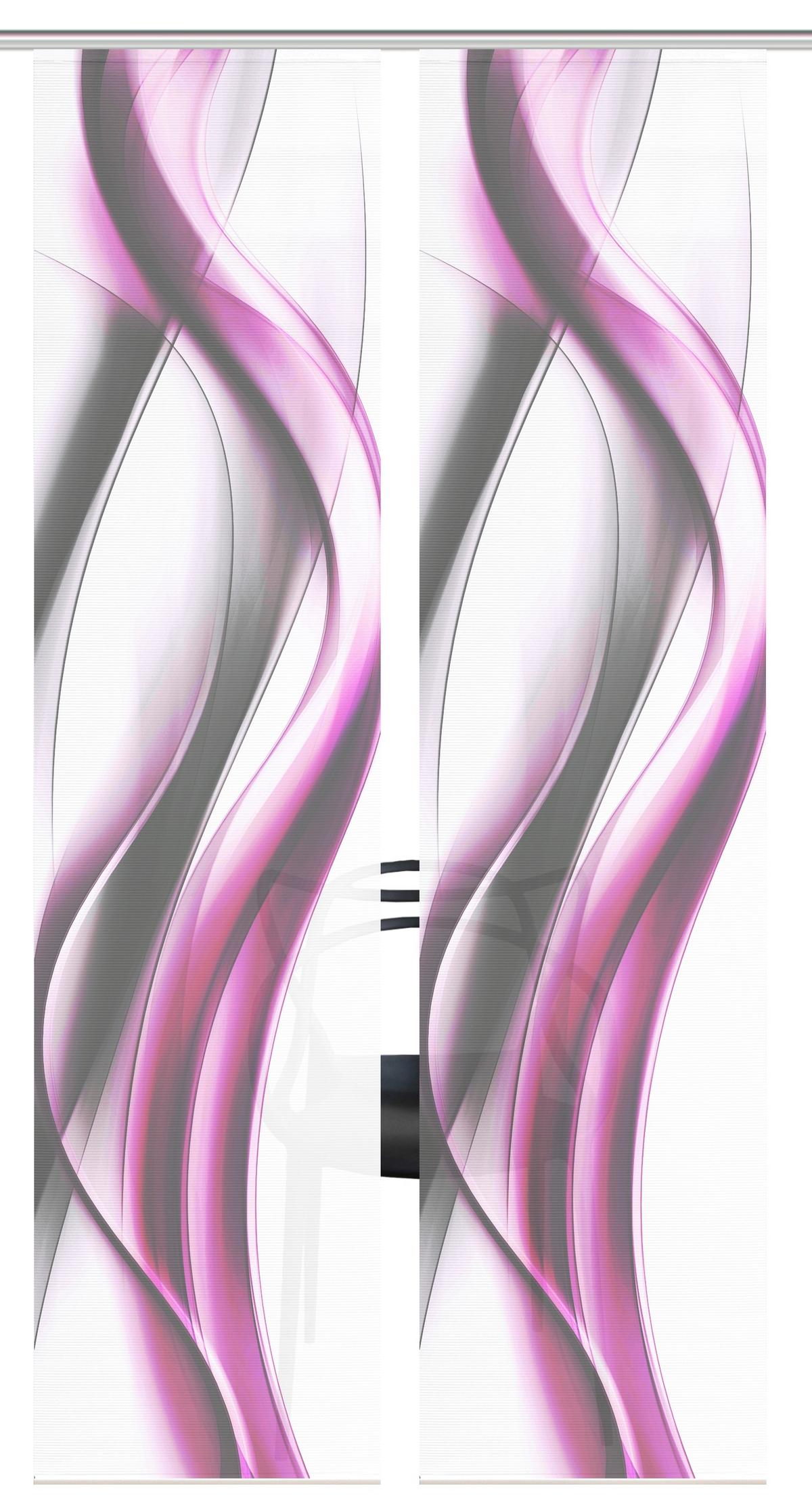 Flächenvorhang Cara 2er Set - Pink/Weiß, Design, Textil (60/260cm)