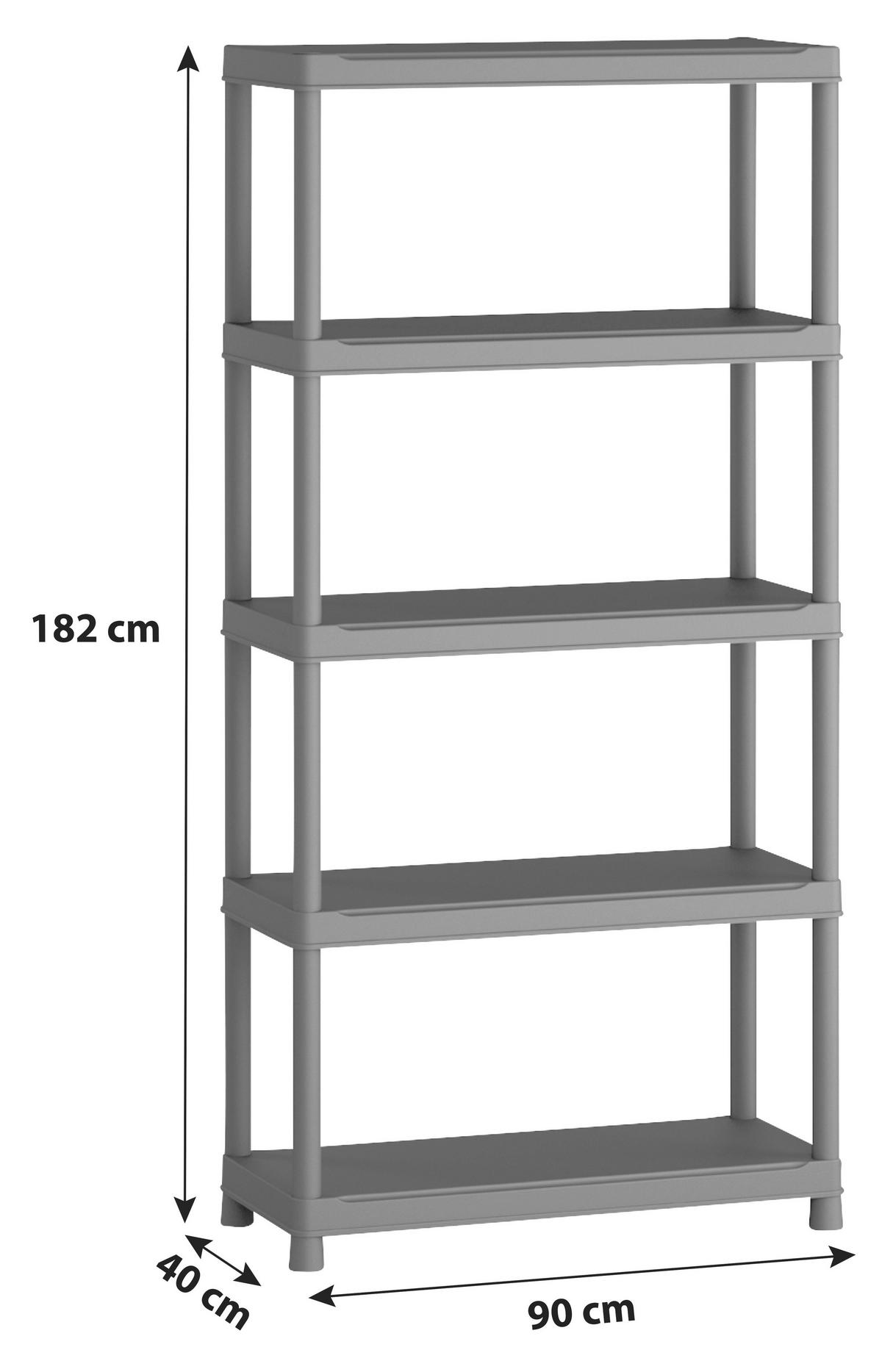 Plastový regál PLUS 90 - antracitová, Konvenční, plast (90/182/40cm)